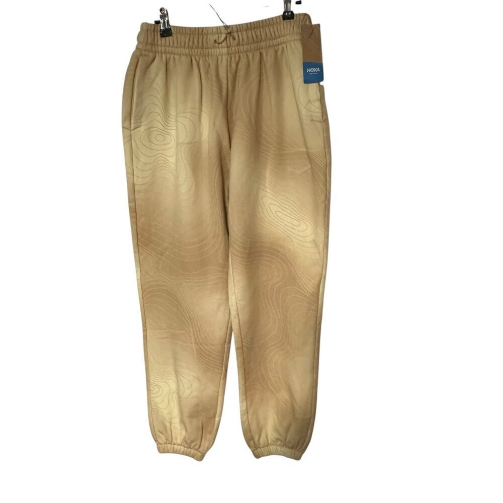Hoka Essential Jogger Print Sweatpants NEW Men’s Size XS Beige Cozy Fleece NWT